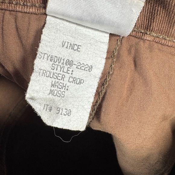 Vince Jeans Womens 30 Brown Skinny Trouser Crop Mid Rise Moss Stretch - Picture 6 of 13
